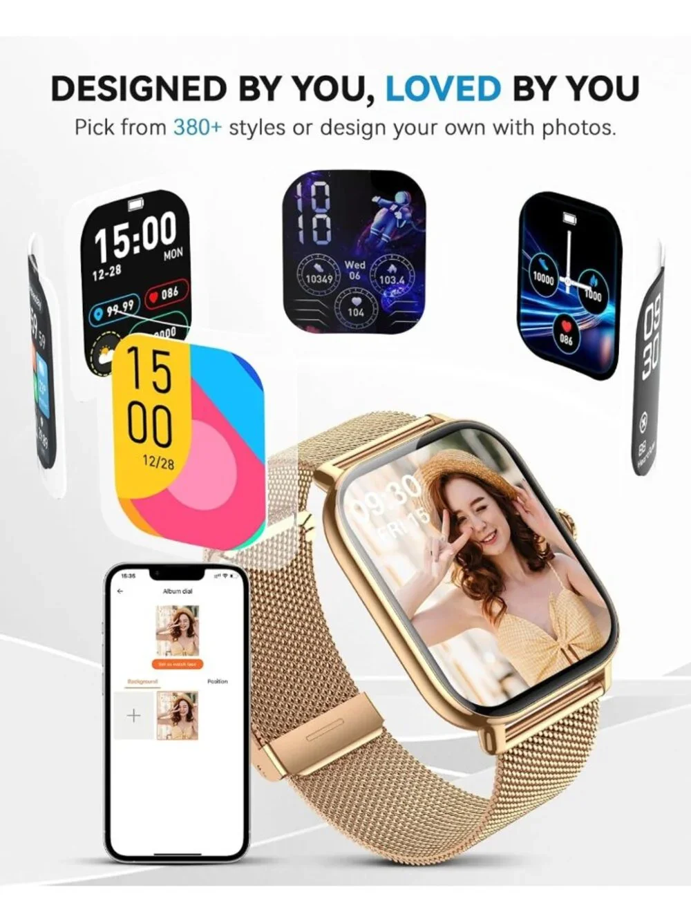 Stylish Waterproof Smart Watch for Fitness, Calls, Sleep & Activity Tracker